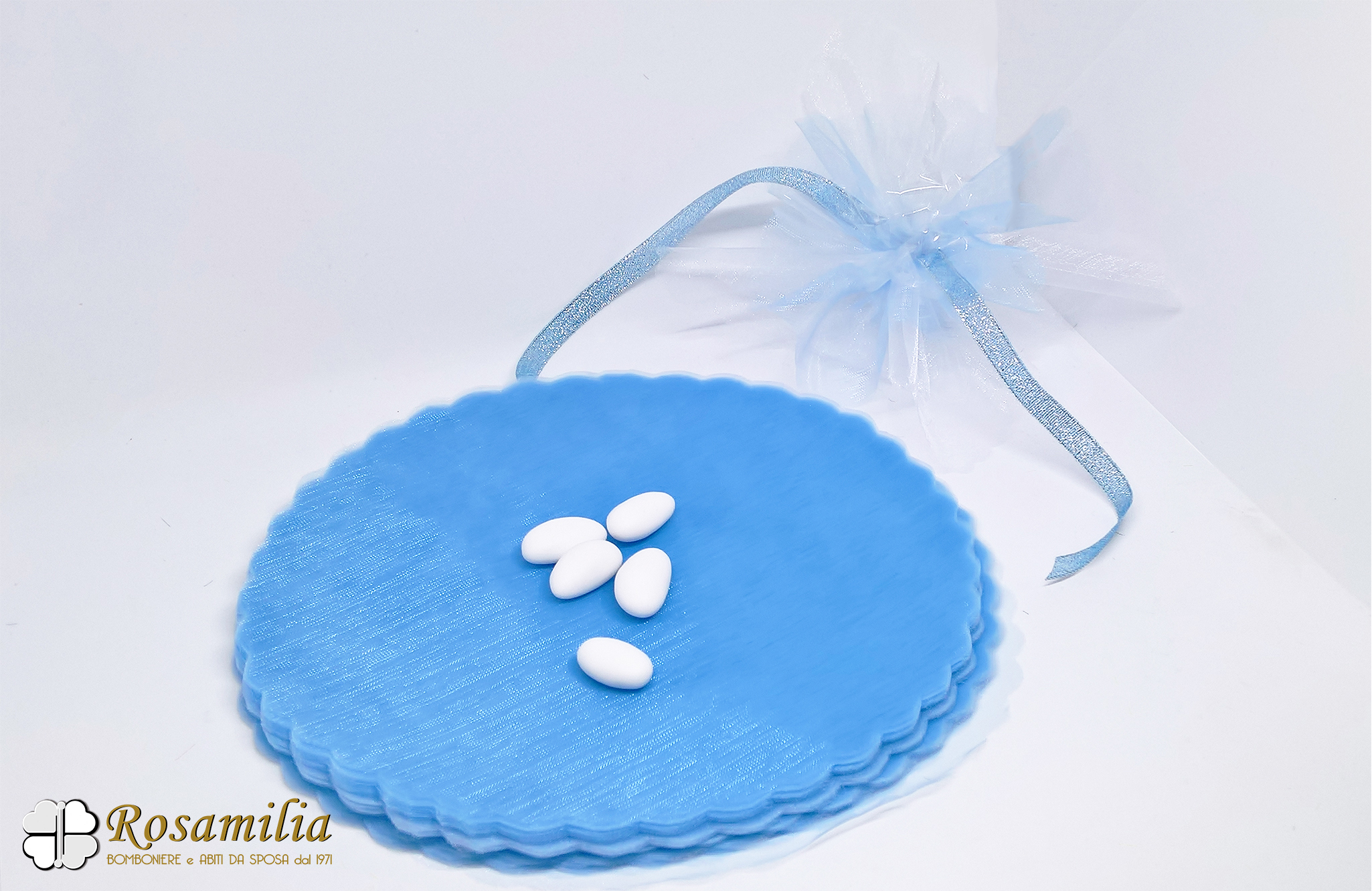 Confezioni e sacchettini per Bomboniere Tulle Azzurro  Rosamilia -  Bomboniere, Confetti, Partecipazioni e Articoli da Regalo ad Altopascio ( Lucca)